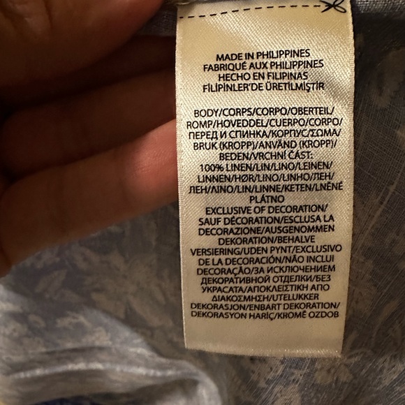 Cool Ralph Lauren Blue Linen Hawaiian style linen long sleeve button down shirt! - Picture 5 of 6
